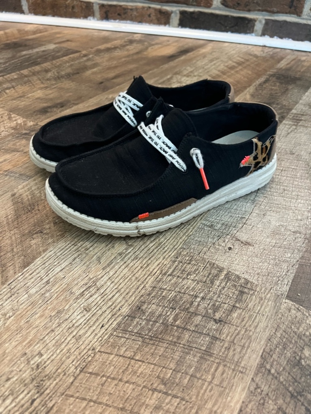 Women’s Black and Brown Slip-On Wendy Casual Sneakers with Leopard Accent - Picture 6 of 10